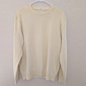 Vintage J. Crew Butter Yellow Crewneck 100% Cotton Sweater Size L 90s